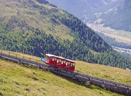 mountain railway on a slope in Switzerland