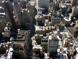 top view of Skyscrapers in downtown, usa, New York