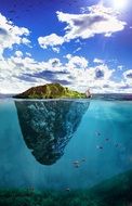 reflection of the underwater and surface world