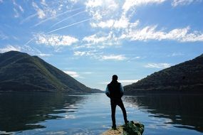 thoughtful man near the lake
