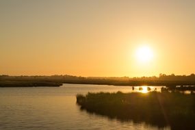 Landscape of lake at the sunset