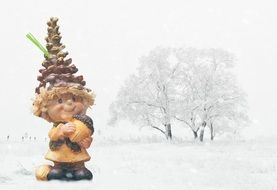 clipart of Landscape of the figure in winter