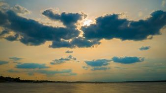 dark clouds over the lake