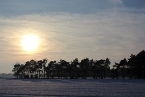 wintry landscape of fields