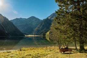 beautiful Vilsalpsee lake at fall, austria, tannheim