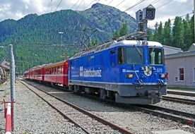 landscape of Rhaetian railways in Switzerland