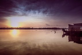 Landscape with the sunrise in Kerala