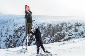 workers in high mountains