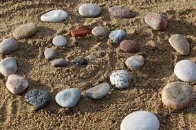 pebble spiral on wet sand