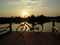 Bike Sunset Landscape Sky