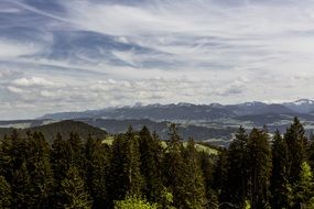 cloudy sky over mountainous terrain