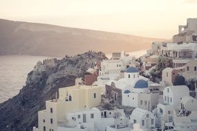 warm sunset in Santorini, Greece