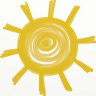 drawing of yellow shining sun