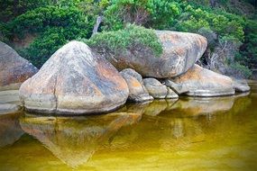 stone Boulders on a lake bank