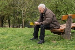 Resting grandpa in a park