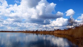 Cumulus Clouds over the lake