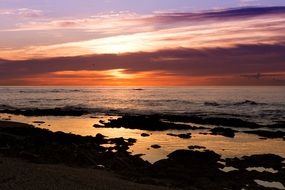 Beautiful sunset over the water in Spain