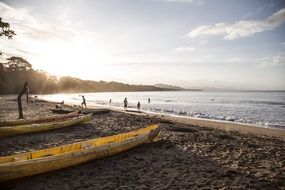 Beach Sea yellow boat