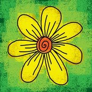 drawing with the image of a yellow flower