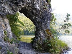 rock breakthrough on the lake Weissensee