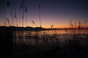 twilight over a quiet lake