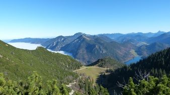 Alpine Mountains Blue sky view