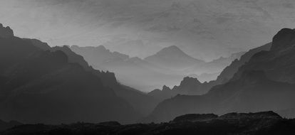 grey panorama view of mountains
