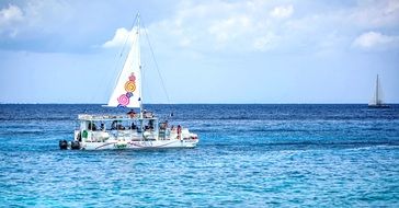 pleasure boat near the cozumel coast