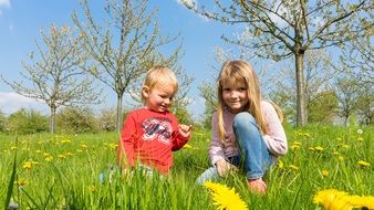 Children playing in Meadow