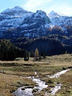 distant view of a snowy mountain