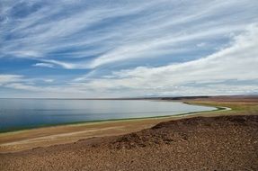 lake in the steppe in mongolia