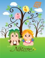 cute card with kids