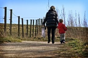Mother and Child walking away scene