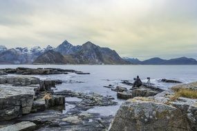 landscape of dark coast of lofoten islands