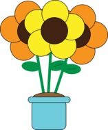 drawing of yellow flowers in a vase