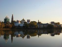 Landscape of Monastery on a lake bank