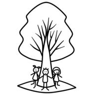 Picture of playing children near a tree