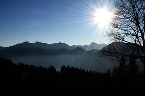 autumn sun over the mountains
