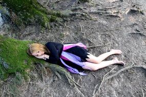 fairy girl sleeping in the forest