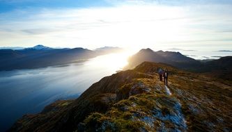 Hiking on a mountain