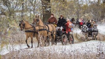 traditional russian horseback riding in winter