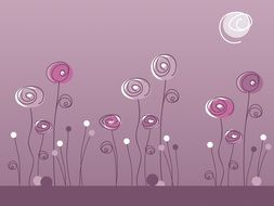 drawing of summer flowers on a pink background