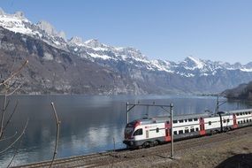 picturesque Mountains and train