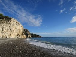 panorama of a deserted rocky beach