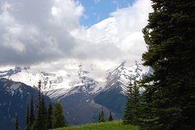 Amazing Mountain Snow White Clouds view