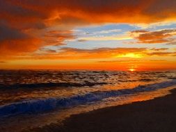 Beautiful sunset over the beach in San Diego
