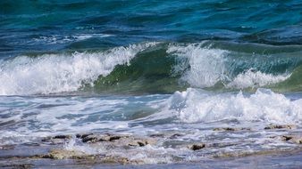 smashing sea waves on the beach