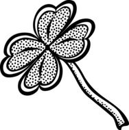 black and white drawing of clover leaf