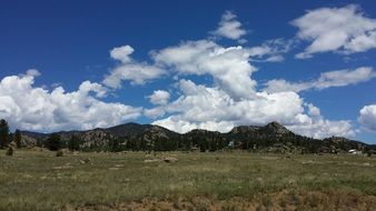 green Mountains and Clouds in blue sky, usa
