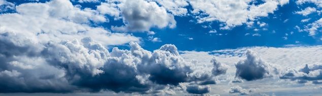 Cloudscape, Panorama of blue Sky with fluffy clouds